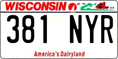 WI license plate 381NYR