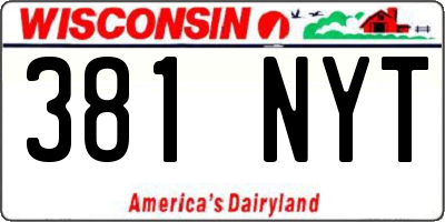 WI license plate 381NYT