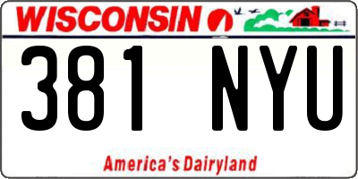 WI license plate 381NYU