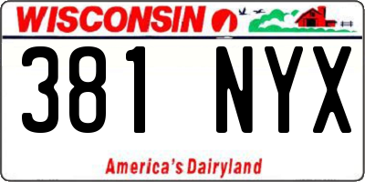 WI license plate 381NYX