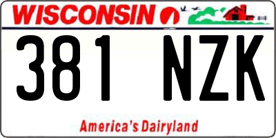 WI license plate 381NZK