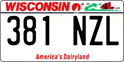 WI license plate 381NZL