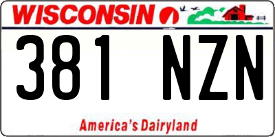 WI license plate 381NZN