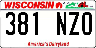 WI license plate 381NZO