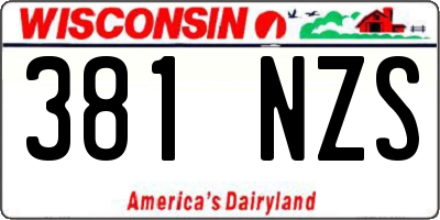WI license plate 381NZS