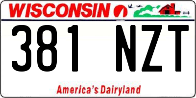 WI license plate 381NZT