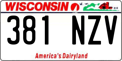WI license plate 381NZV