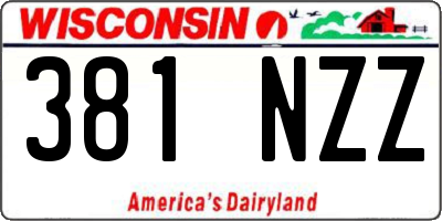WI license plate 381NZZ