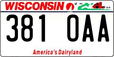 WI license plate 381OAA