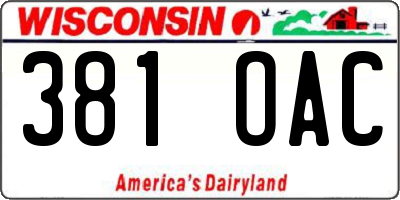 WI license plate 381OAC