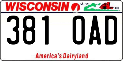 WI license plate 381OAD