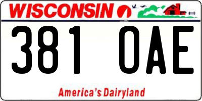 WI license plate 381OAE