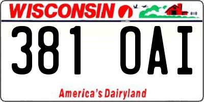 WI license plate 381OAI