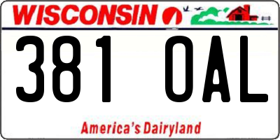 WI license plate 381OAL