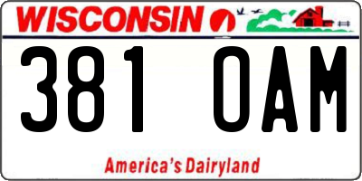 WI license plate 381OAM