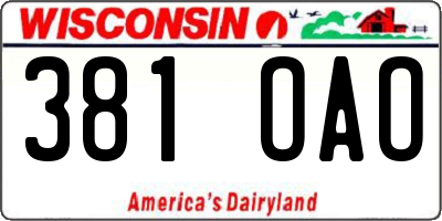 WI license plate 381OAO