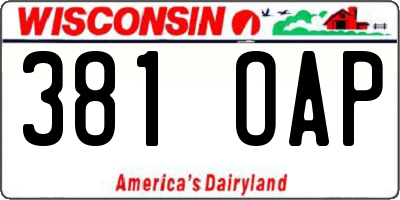 WI license plate 381OAP