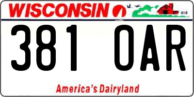 WI license plate 381OAR