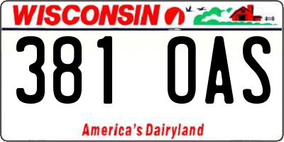 WI license plate 381OAS