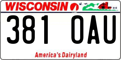 WI license plate 381OAU