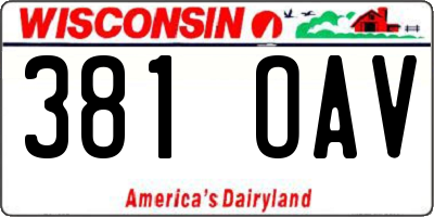 WI license plate 381OAV