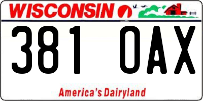 WI license plate 381OAX