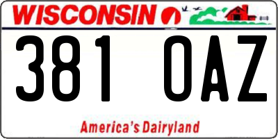 WI license plate 381OAZ