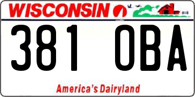 WI license plate 381OBA
