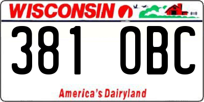 WI license plate 381OBC
