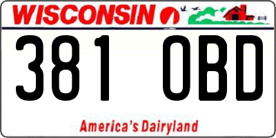 WI license plate 381OBD