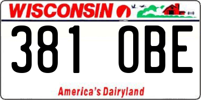 WI license plate 381OBE