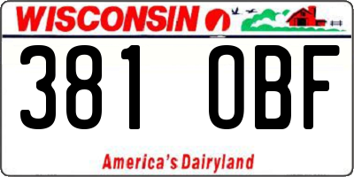 WI license plate 381OBF