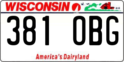 WI license plate 381OBG