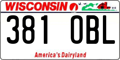 WI license plate 381OBL