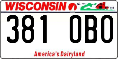 WI license plate 381OBO