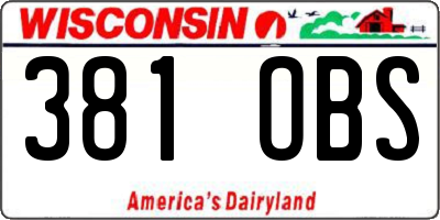 WI license plate 381OBS