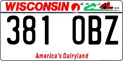 WI license plate 381OBZ