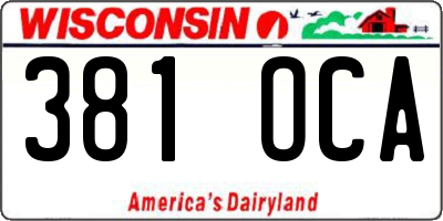WI license plate 381OCA