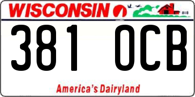 WI license plate 381OCB