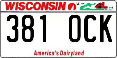 WI license plate 381OCK