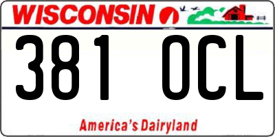 WI license plate 381OCL