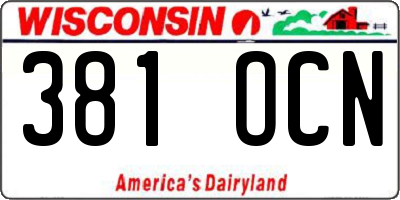 WI license plate 381OCN