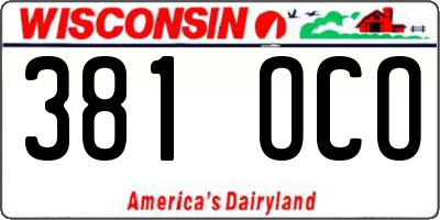 WI license plate 381OCO