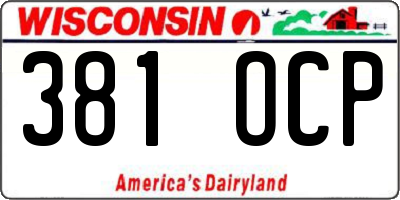 WI license plate 381OCP