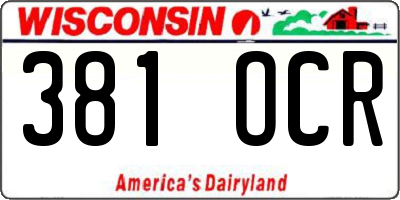 WI license plate 381OCR