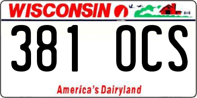 WI license plate 381OCS