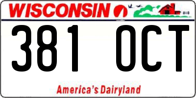 WI license plate 381OCT