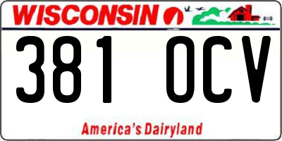 WI license plate 381OCV