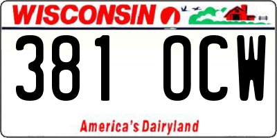 WI license plate 381OCW