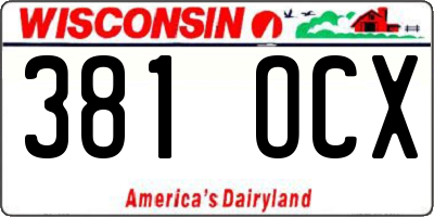 WI license plate 381OCX
